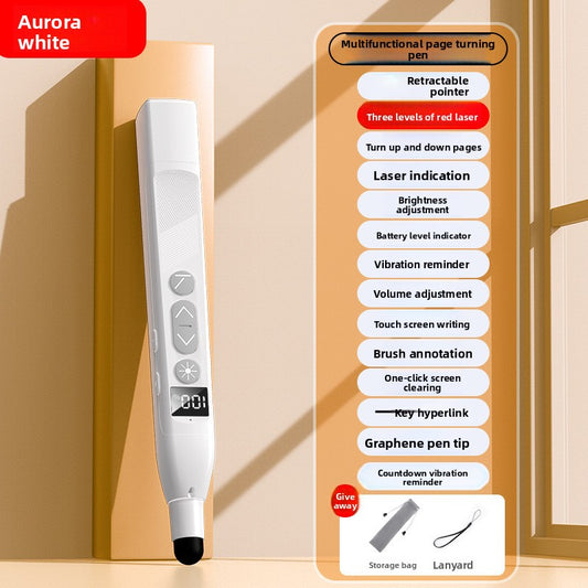 White Wireless Laser Presenter Remote with 55cm Retractable Pointer 2.4GHz