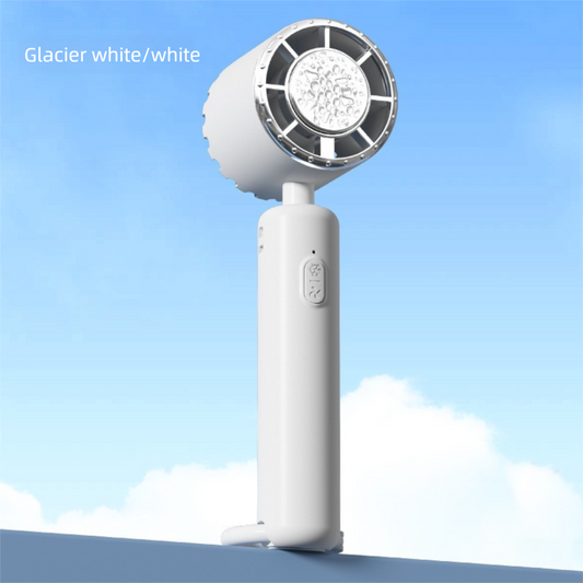 White Portable Ice Cooling Handheld Fan USB Rechargeable