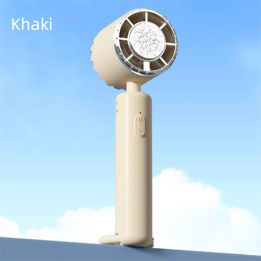 Khaki Portable Ice Cooling Handheld Fan USB Rechargeable