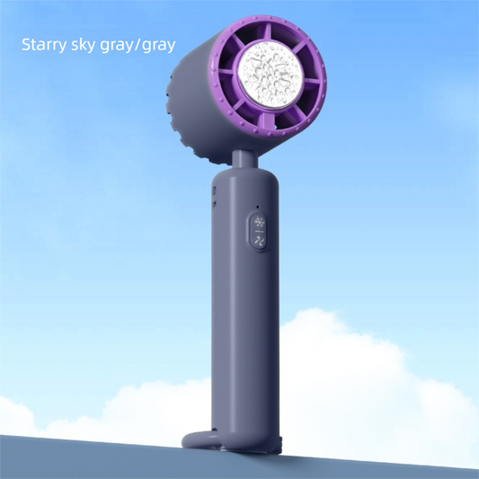 Grey Portable Ice Cooling Handheld Fan USB Rechargeable