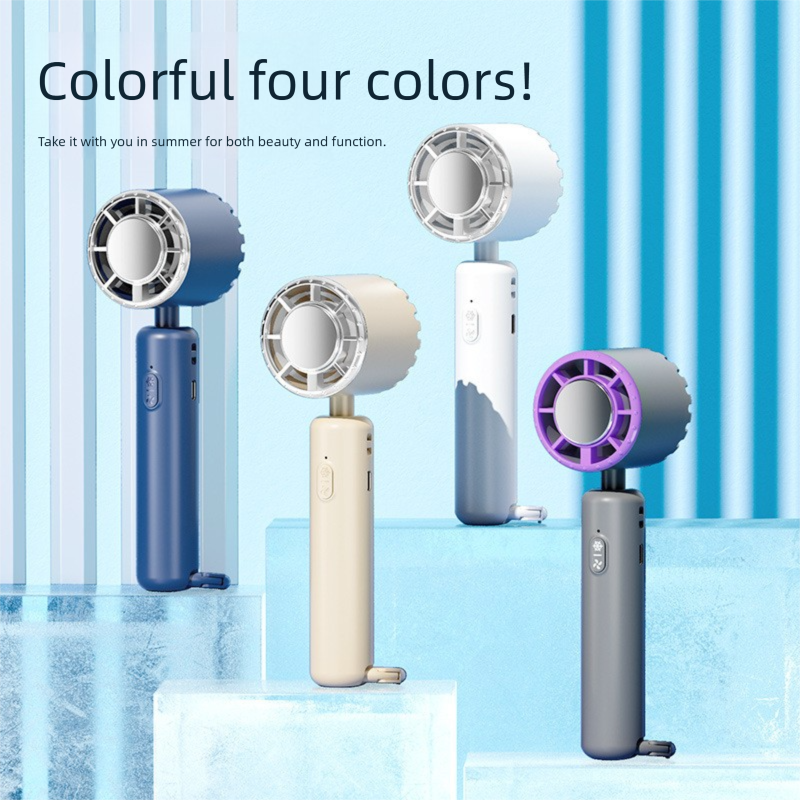 Grey Portable Ice Cooling Handheld Fan USB Rechargeable