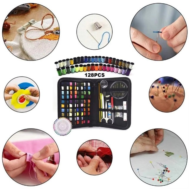128-Piece Sewing Kit with 40 Colourful Thread Spools – Portable, Compact