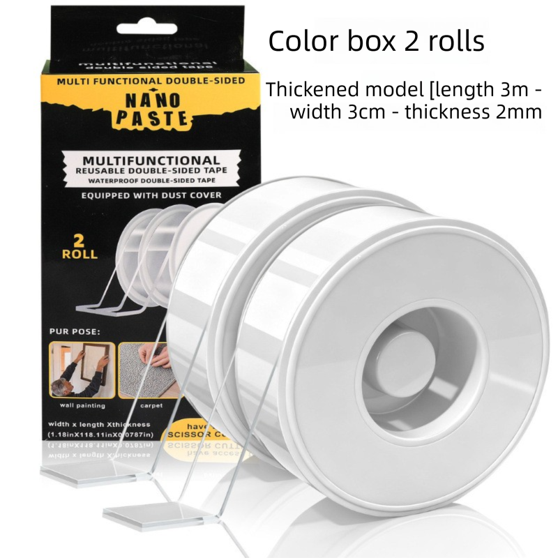Multifunctional Reusable Nano Double-Sided Tape 2 Rolls with Dust Covers