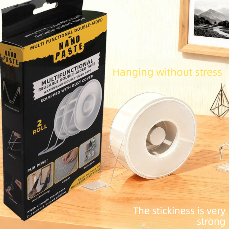 Multifunctional Reusable Nano Double-Sided Tape 2 Rolls with Dust Covers