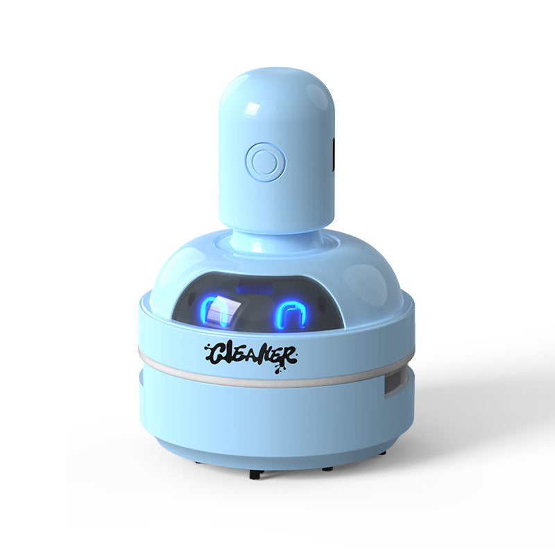 Blue Compact Desktop Vacuum Cleaner – Rechargeable Mini