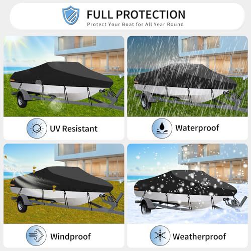 16-18ft Waterproof Boat Cover Trailerable V-Hull Runabout UV Resistant Marine Grade