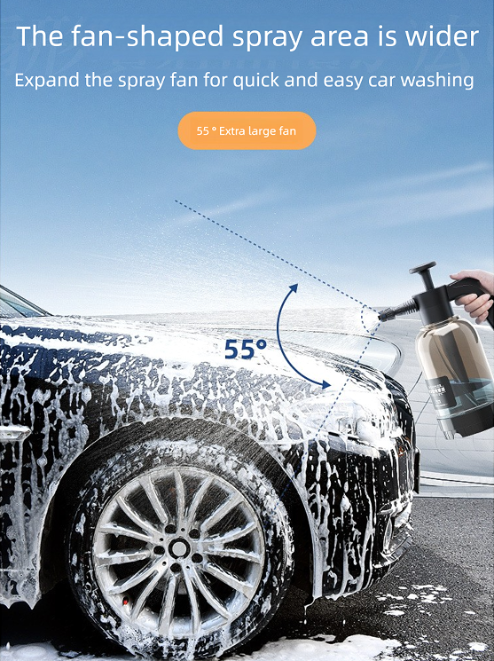 White 2L Handheld Car Wash Foam Sprayer Pump Action Pressure Cannon with 2 Nozzles