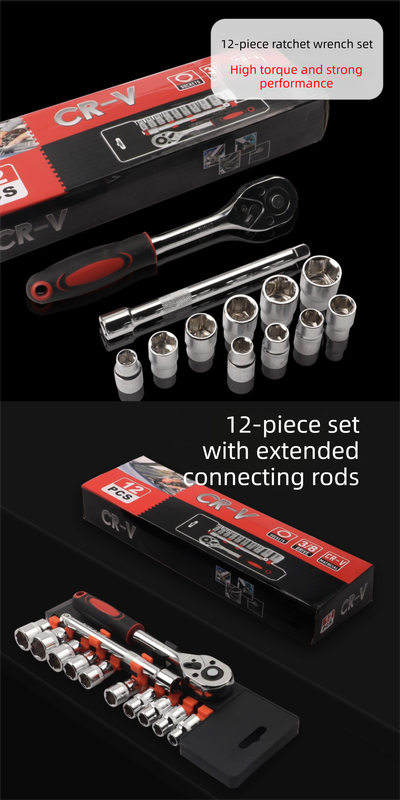 12 Piece 3/8 Inch Drive Ratchet and Metric Socket Wrench Set Prof