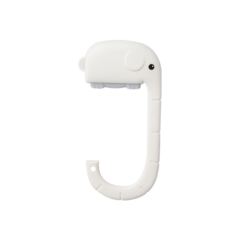 Cartoon Elephant Desk Side Bag Hook White Portable Adhesive Schoolbag