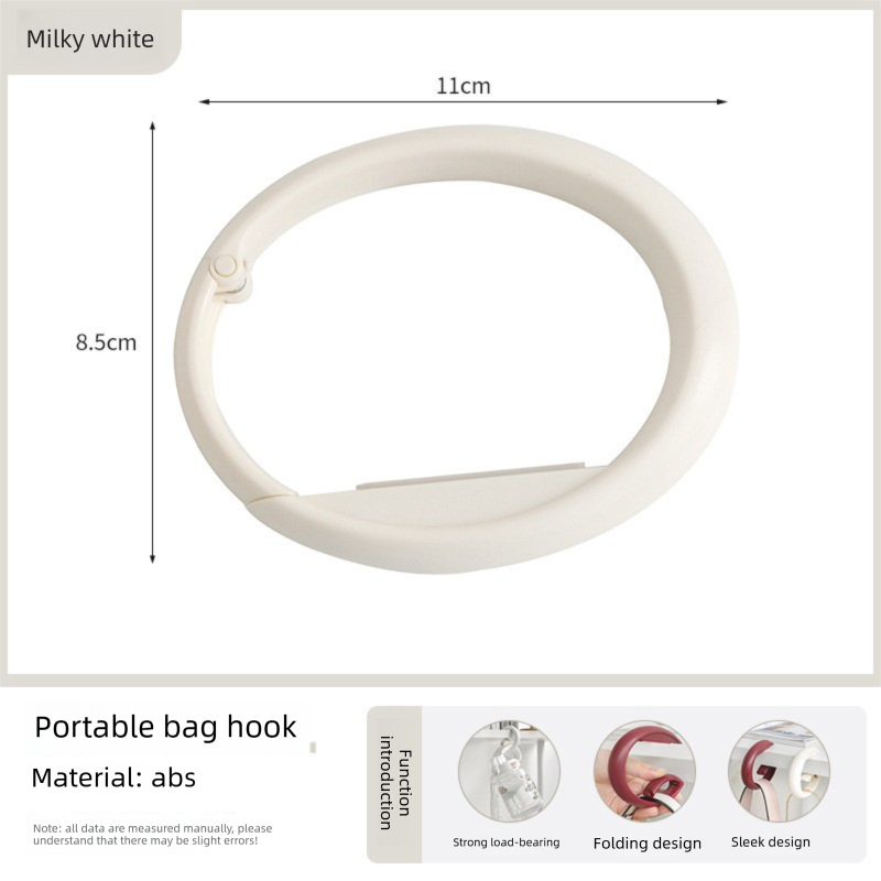 2 PCS Portable Purse Bag Hook Hanger Table Edge Holder Creamy White