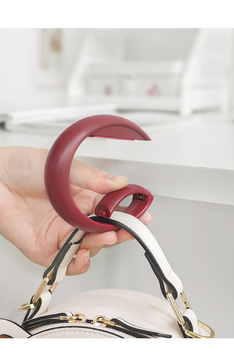 2 PCS Portable Purse Bag Hook Hanger Table Edge Holder Creamy White