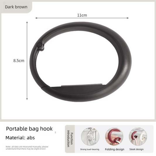 2 PCS Portable Purse Bag Hook Hanger Table Edge Holder Dark Brown