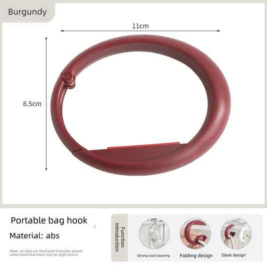 2 PCS Portable Purse Bag Hook Hanger Table Edge Holder Burgundy