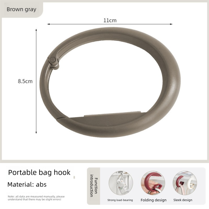 2 PCS Portable Purse Bag Hook Hanger Table Edge Holder Brown Gray