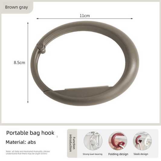 2 PCS Portable Purse Bag Hook Hanger Table Edge Holder Brown Gray