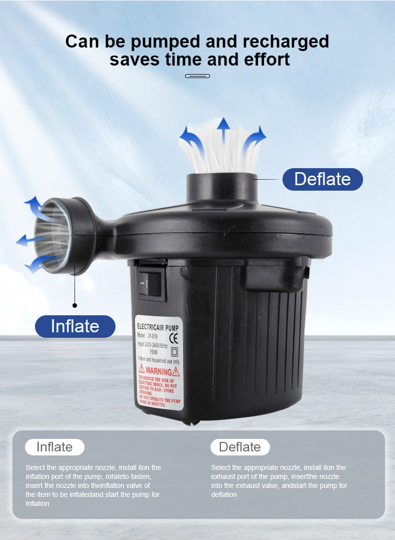 Electric Air Pump AC 220V-240V Portable Quick Inflator Deflator