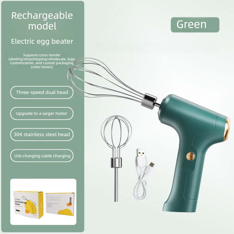 Cordless Electric Hand Mixer - Rechargeable 3-Speed Egg Beater
