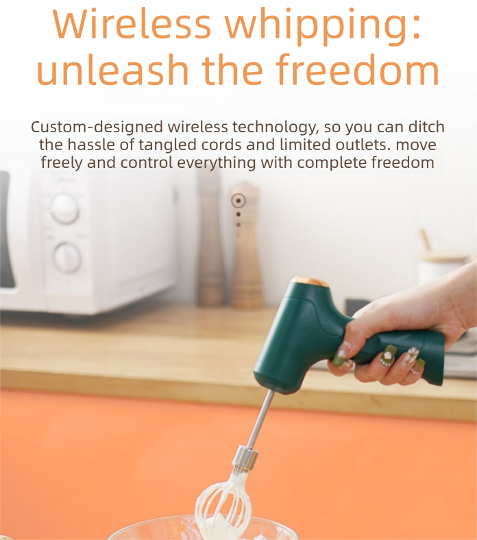 Cordless Electric Hand Mixer - Rechargeable 3-Speed Egg Beater