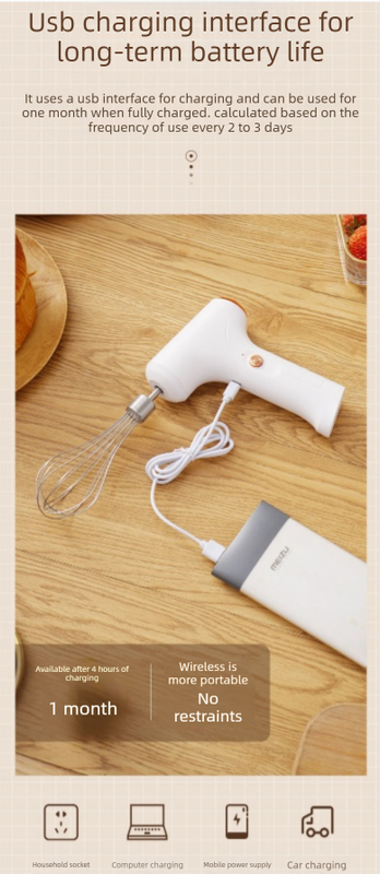 Professional 3-Speed Electric Handheld Egg Whisk