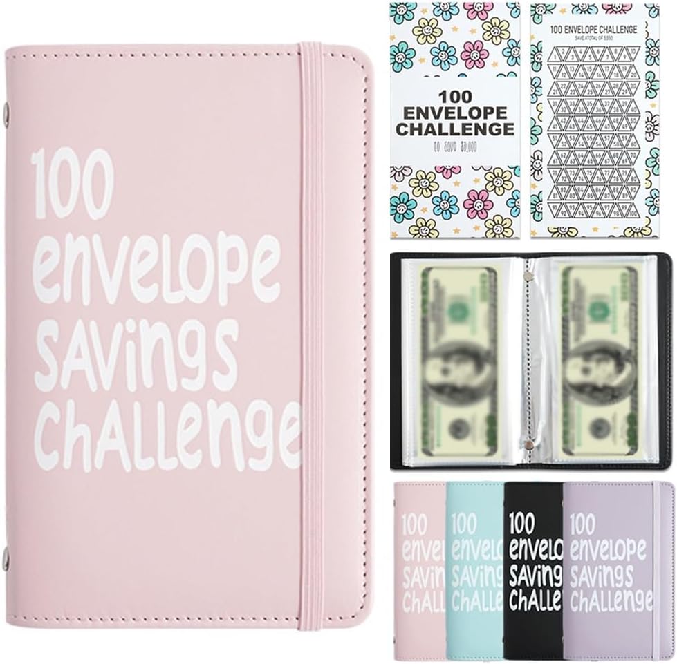 Pink 100 Days Envelope Savings Challenge with 50 Clear Pages