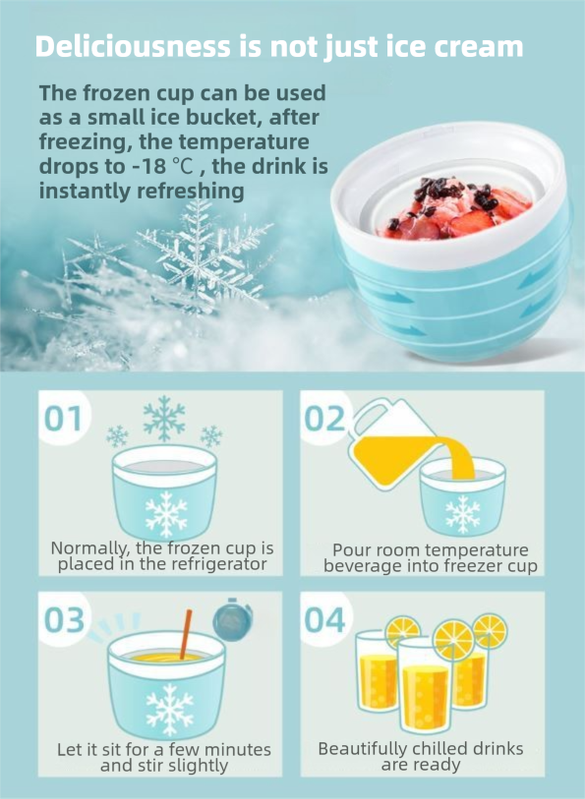 Blue 500ML Compact Electric Ice Cream Maker - Portable