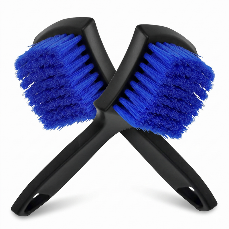Blue Car Tire & Detailing Brush  - 2-Pack Stiff Bristle Scrubber for Vehicles