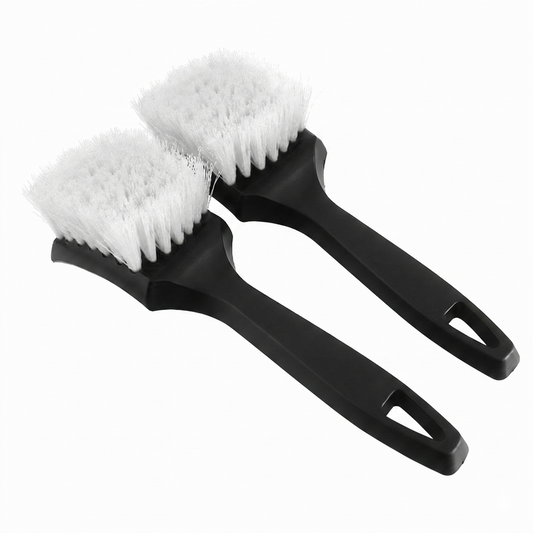 White Car Tire & Detailing Brush  - 2-Pack Stiff Bristle Scrubber for Vehicles