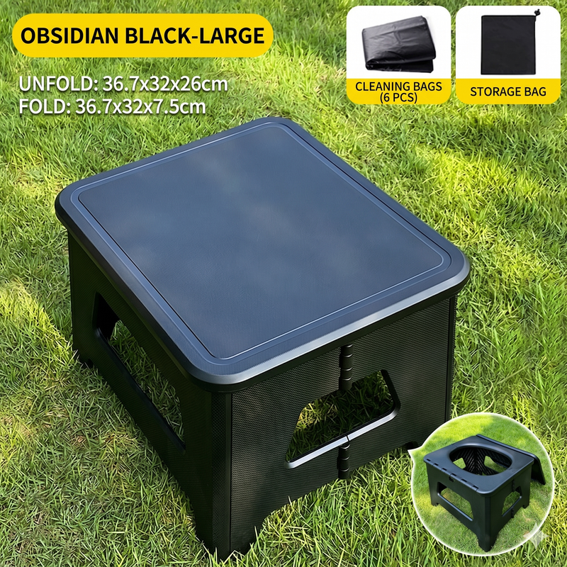Black  Portable Folding Camping Toilet Stool - Capacity Emergency Potty