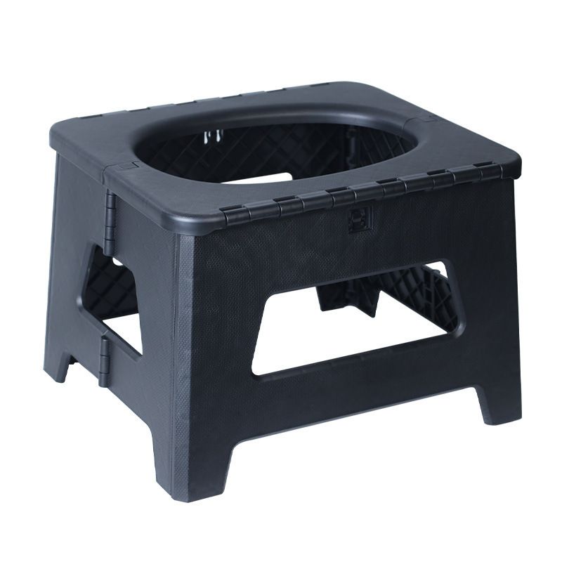 Black  Portable Folding Camping Toilet Stool - Capacity Emergency Potty