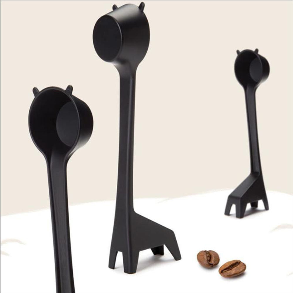 Giraffe-Shaped Coffee Scoop Set of 10 in Black ABS Plastic