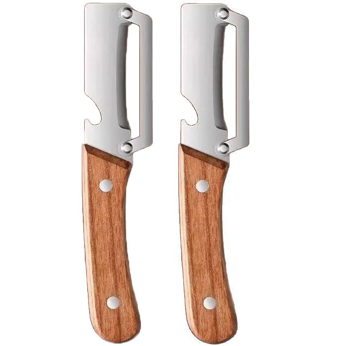 2-PCS Multi-Function Stainless Steel Peeler with Wooden Handle