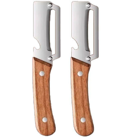 2-PCS Multi-Function Stainless Steel Peeler with Wooden Handle