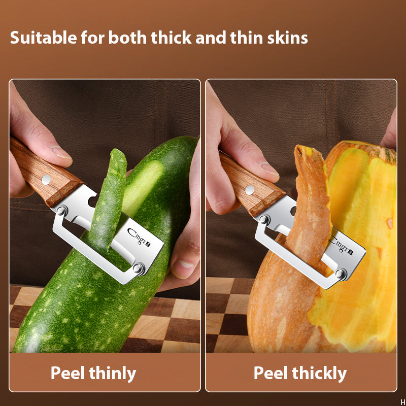 2-PCS Multi-Function Stainless Steel Peeler with Wooden Handle