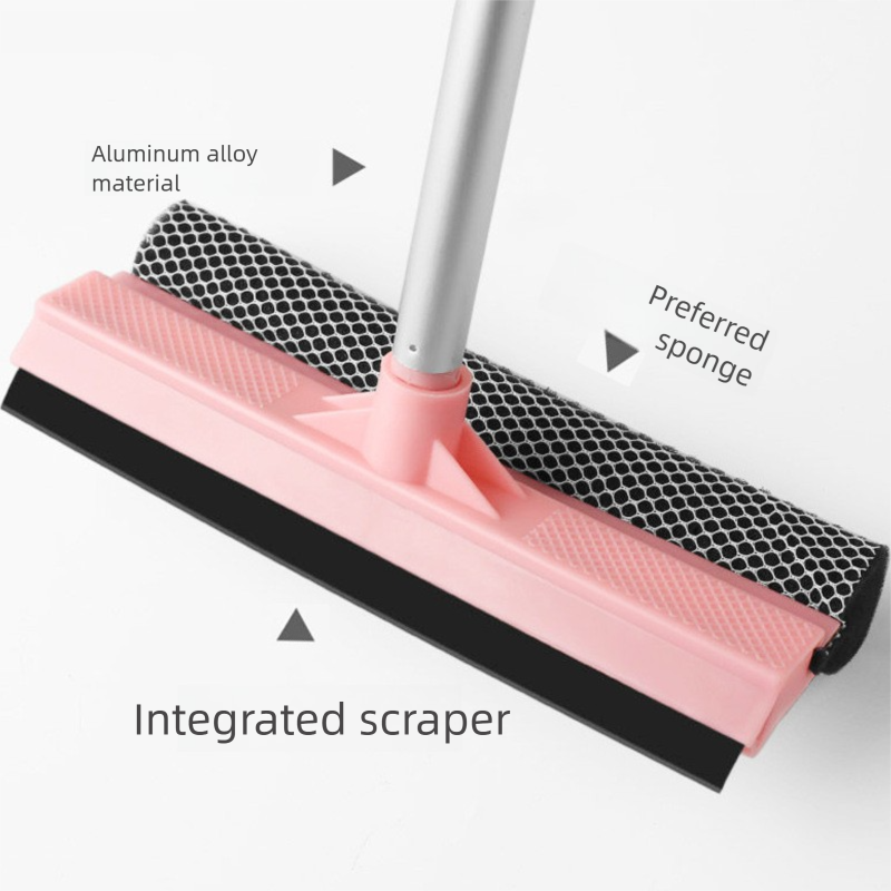 Blue Home Window Cleaner – Adjustable Aluminum Alloy Glass Scraper with Dual-Sided Sponge and Rubber Blade, Easy-to-Use Window Cleaning Tool