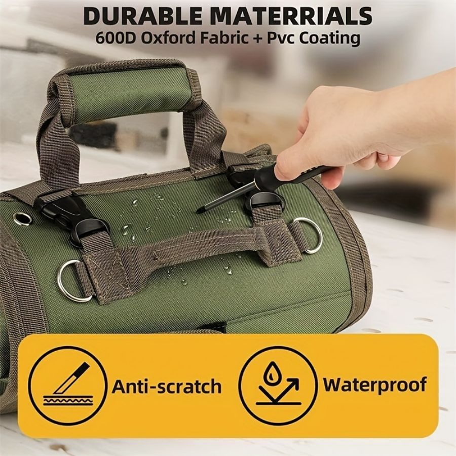 Black Multi-Purpose 600D Oxford Cloth Roll-Up Tool Organizer Bag – H/D