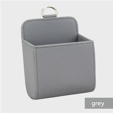 Grey Leather Car Air Vent Storage Bag - Multi-Purpose Phone Holder & Organiser