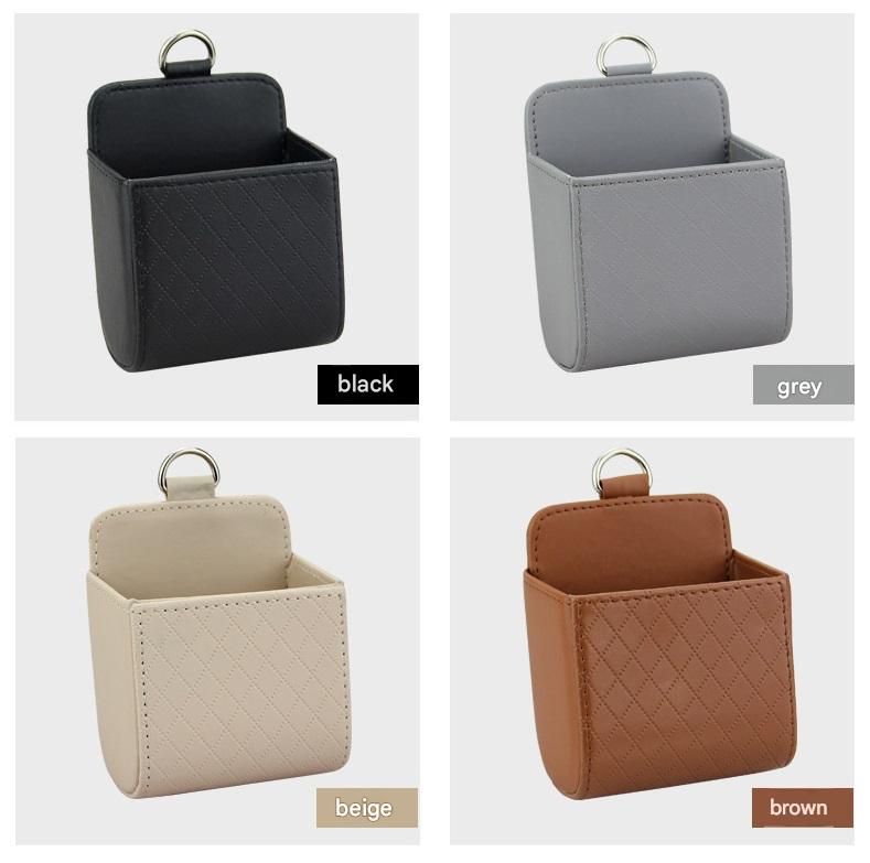 4-piece Black and Brown and Beige and Grey - Leather Car Air Vent Storage Bag