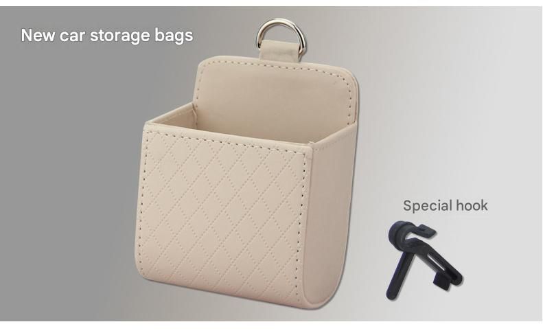 4-piece Black and Brown and Beige and Grey - Leather Car Air Vent Storage Bag