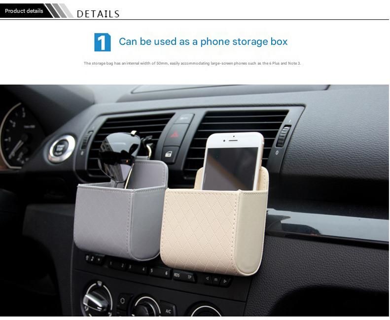 4-piece Black and Brown and Beige and Grey - Leather Car Air Vent Storage Bag