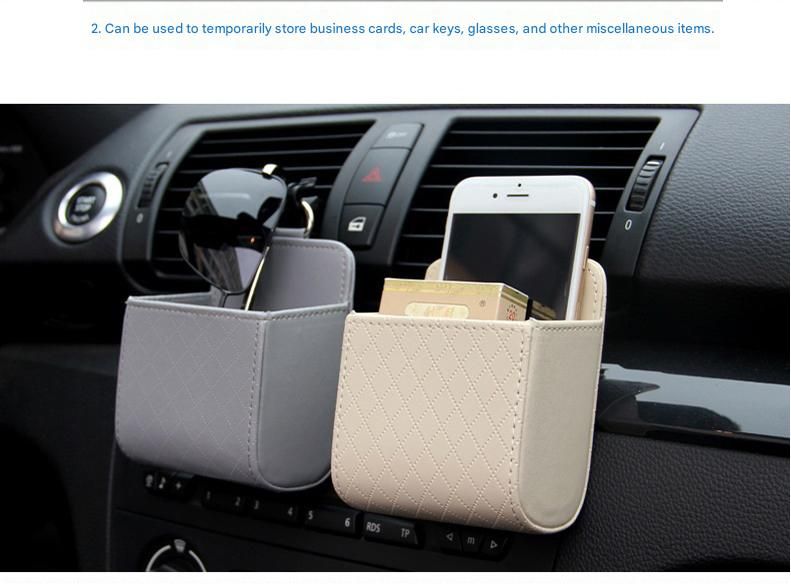4-piece Black and Brown and Beige and Grey - Leather Car Air Vent Storage Bag