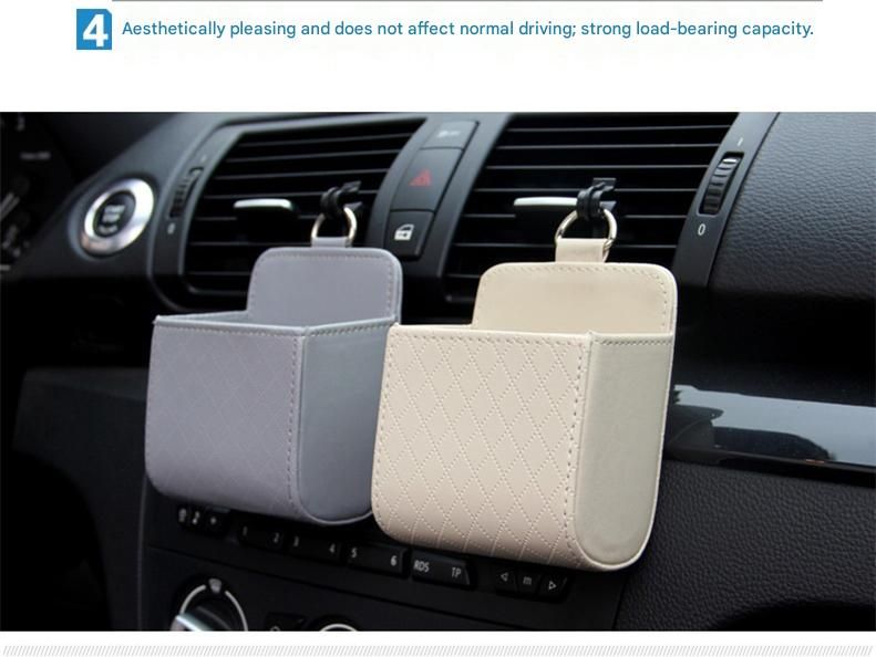 4-piece Black and Brown and Beige and Grey - Leather Car Air Vent Storage Bag