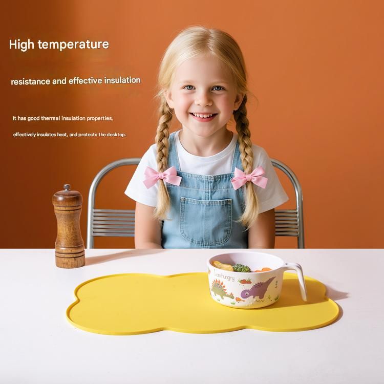 3-Piece Blue Silicone Placemat Set Cloud Shape Non-Slip Heat Resistant