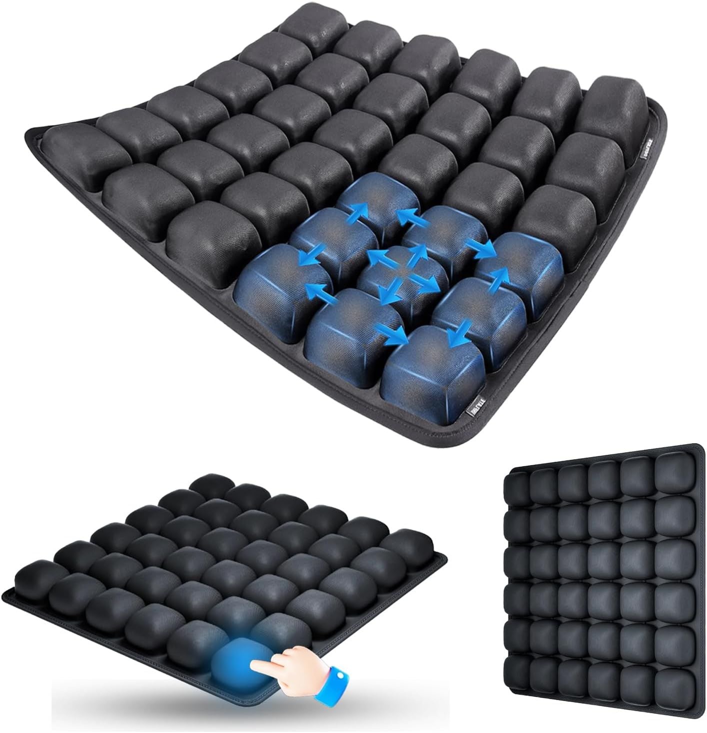 Black Portable 3D Aircell Travel Inflatable Seat Cushion w/Built-in Pump