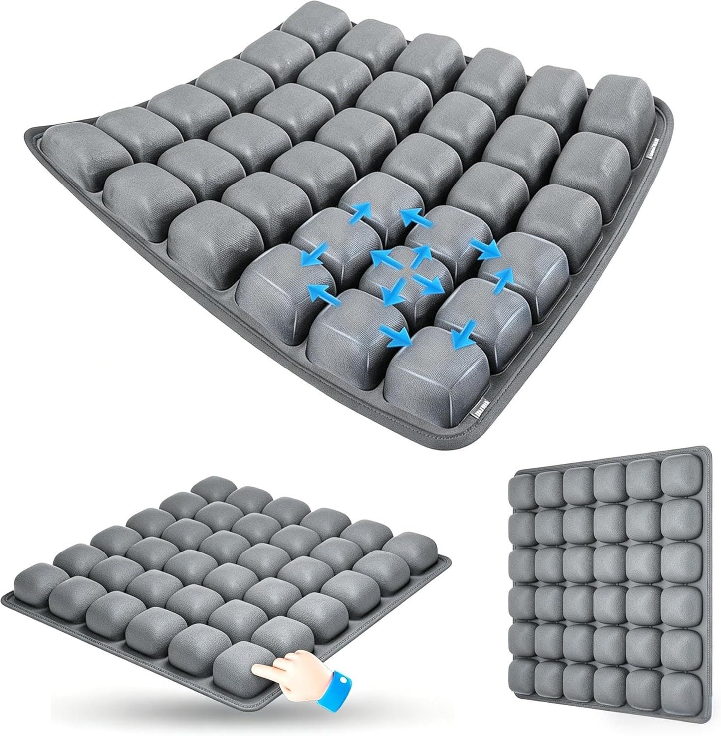 Dark Grey Portable 3D Aircell Travel Inflatable Seat Cushion with Built-in Pump