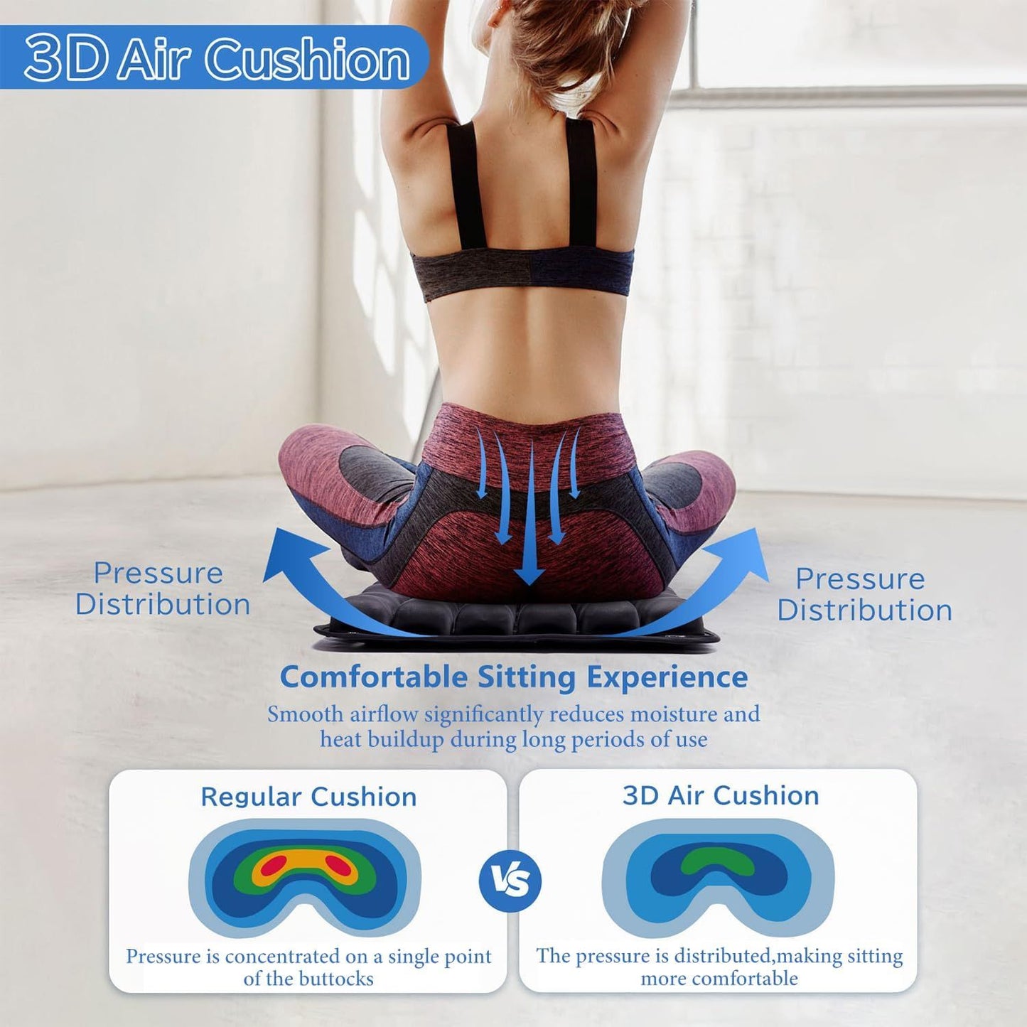 Graffiti Portable 3D Aircell Travel Inflatable Seat Cushion with Built-in Pump