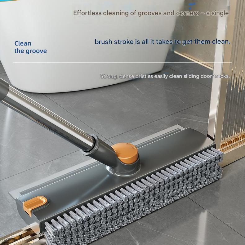 2-piece Grey V-Shaped Floor Scrub Brush and Suction Mop Holder Set