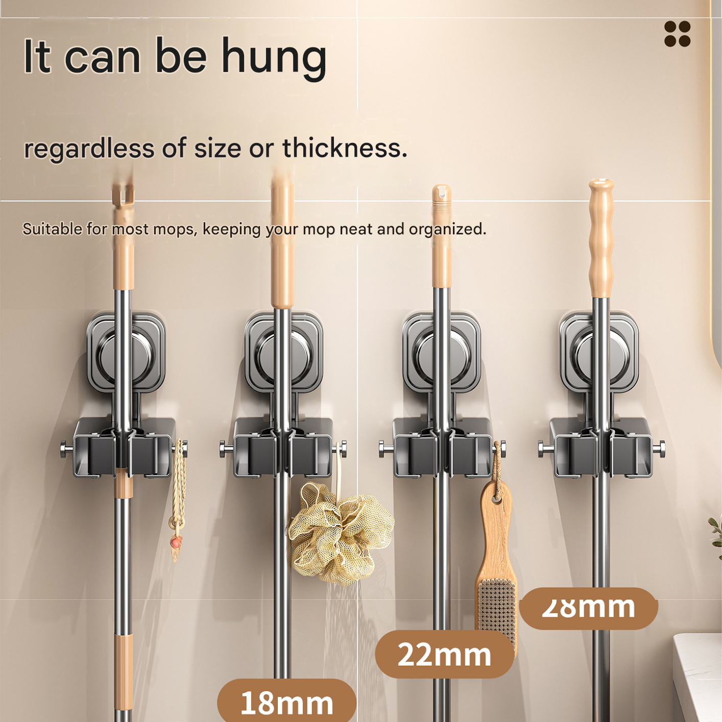 2-piece Grey V-Shaped Floor Scrub Brush and Suction Mop Holder Set