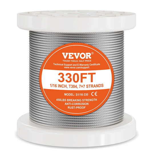 VEVOR Wire Rope Kit, 304 Stainless Steel Cable with 80 Sleeves