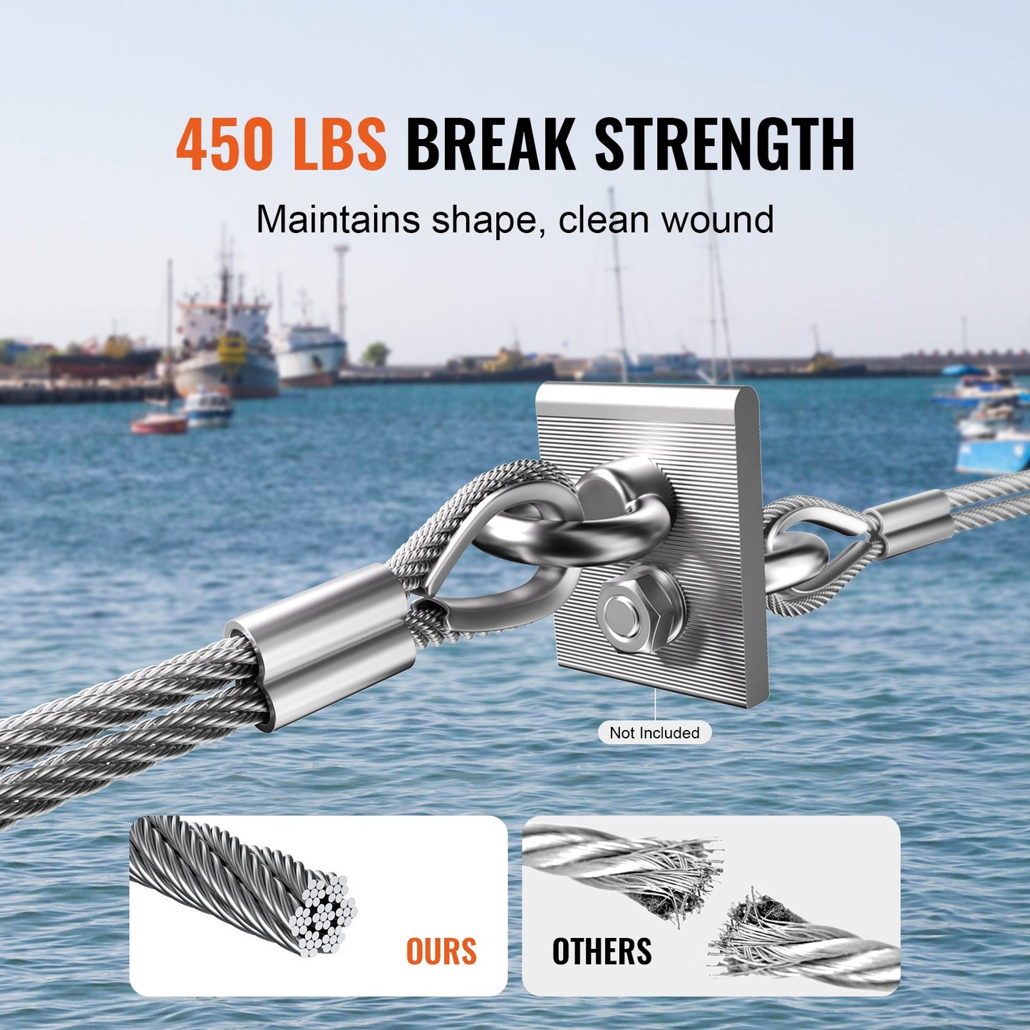 VEVOR Wire Rope Kit, 304 Stainless Steel Cable with 80 Sleeves