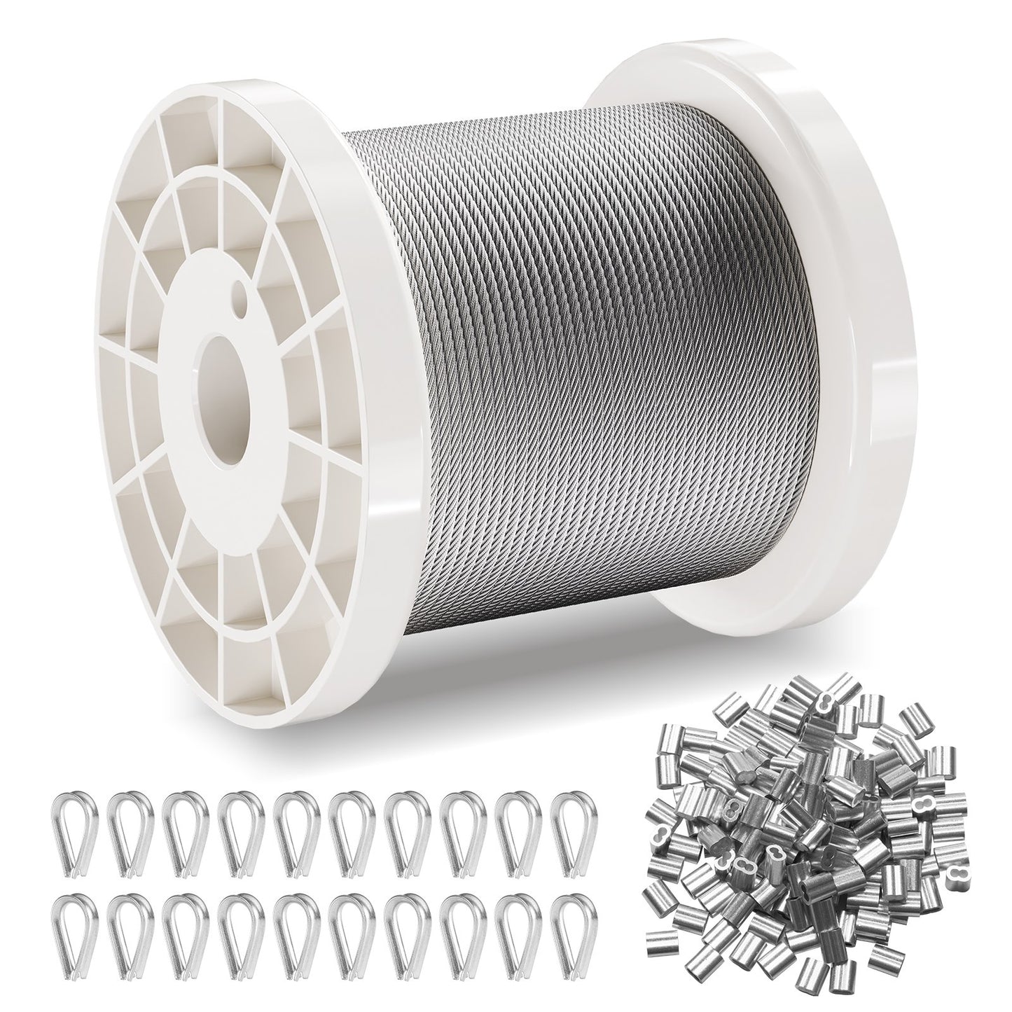 VEVOR Wire Rope Kit, 304 Stainless Steel Cable with 80 Sleeves